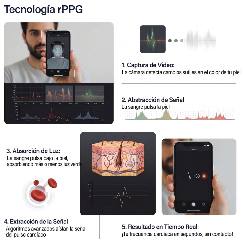 Infografía de Arquitectura rPPG paso a paso